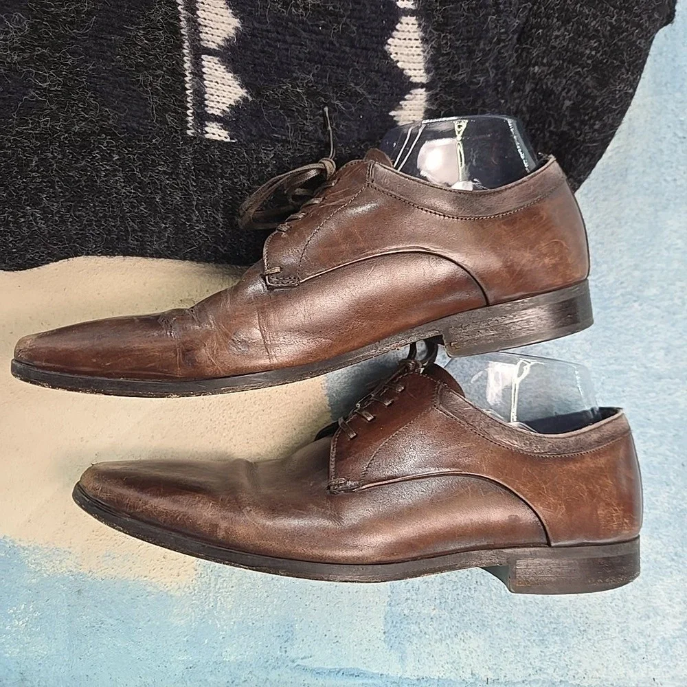 Vero Cuoio Men Oxfords Sz 41 Brown Leather Lace Dress Shoes Mr. B's Aldo Romania